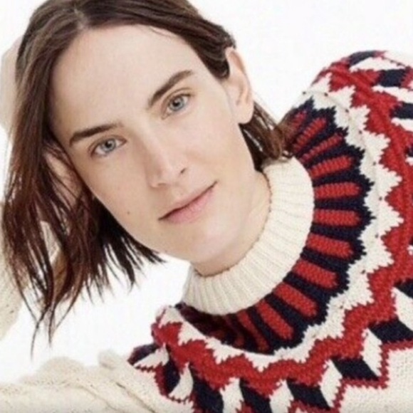 J.Crew Cable Knit Fair Isle Ivory Sweater - Picture 4 of 10